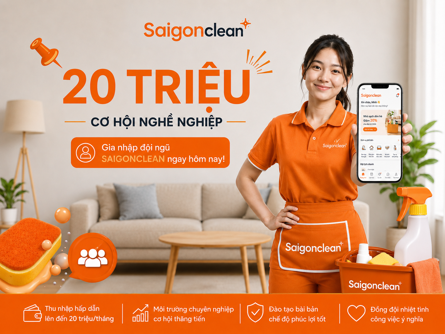 Tuyển dụng nhân viên vệ sinh chuyên nghiệp tại SaigonClean